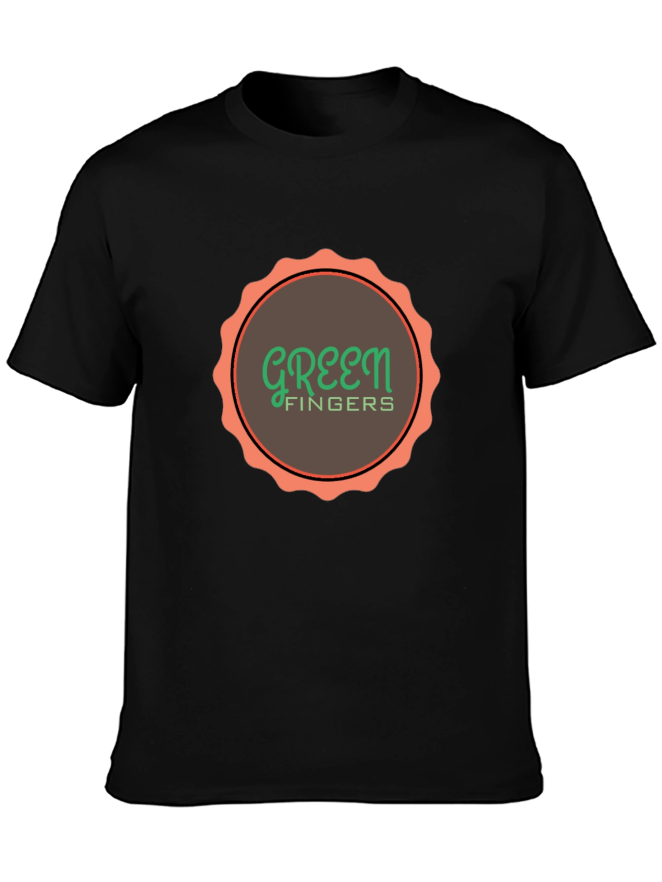 Green Fingers Graphic Print Black T-Shirt