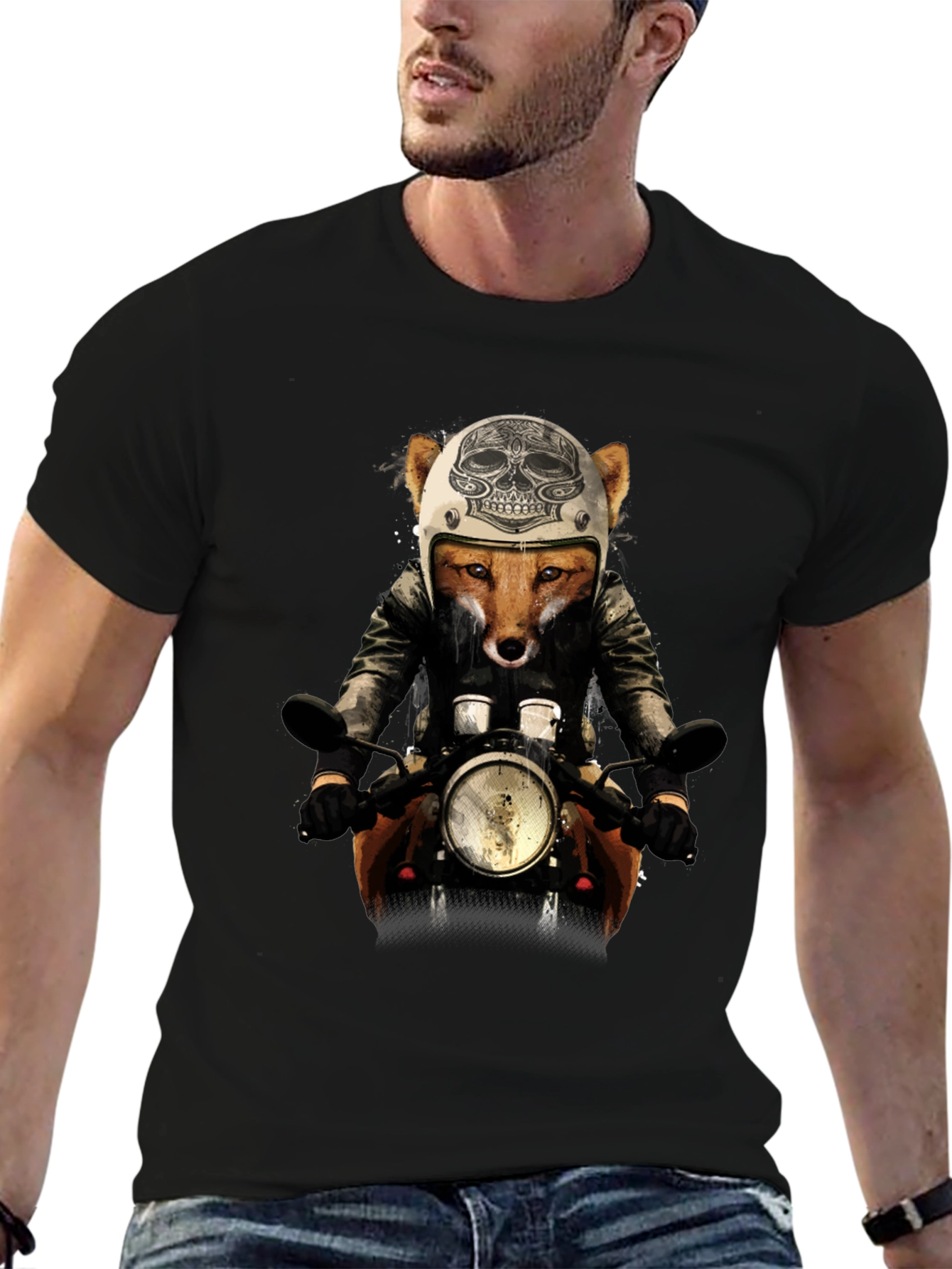 Fox Biker T-Shirt - Unique Graphic Tee