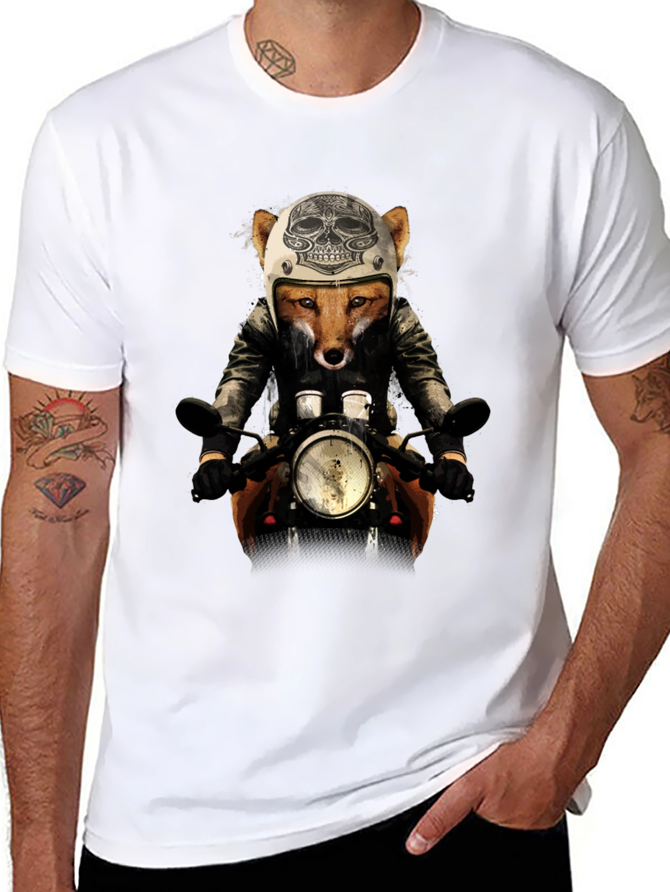 Fox Biker T-Shirt - Unique Graphic Tee