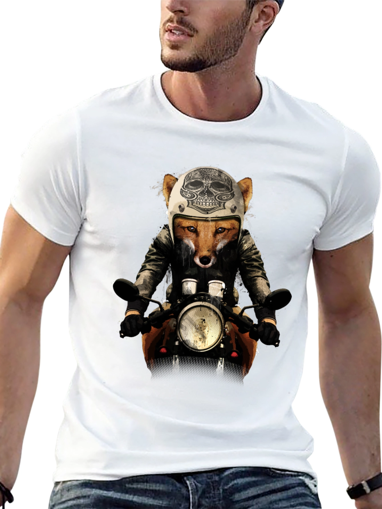 Fox Biker T-Shirt - Unique Graphic Tee