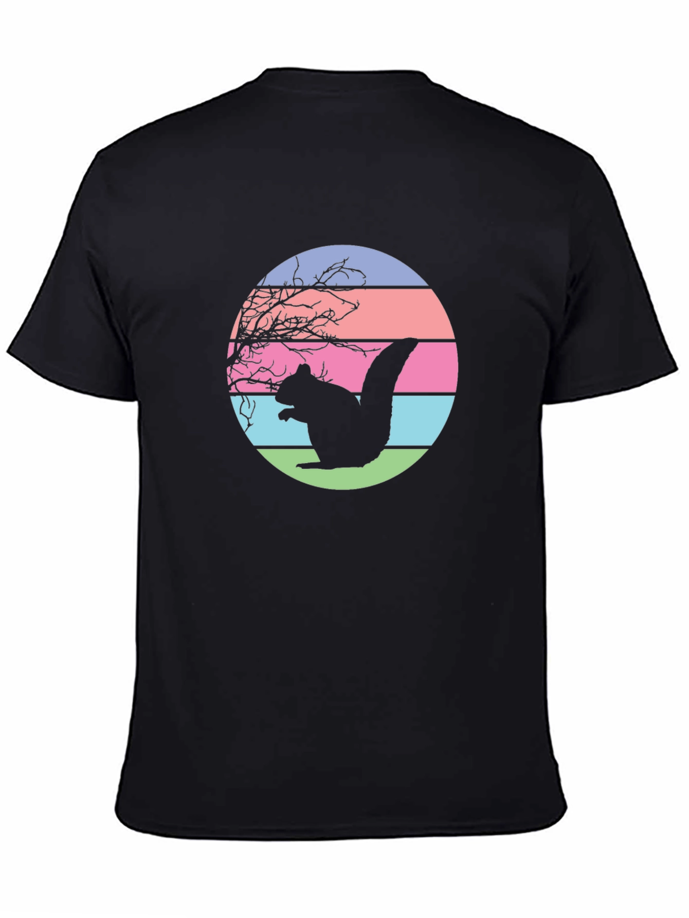 Retro Squirrel Sunset Graphic Tee - Black
