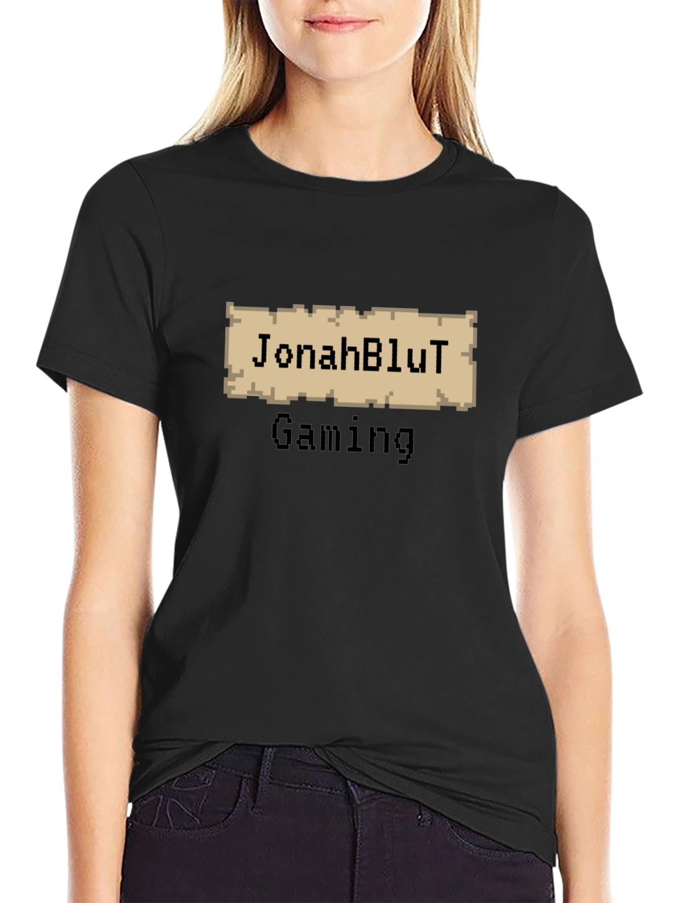 JonahBluT Gaming Pixel Art Black T-Shirt
