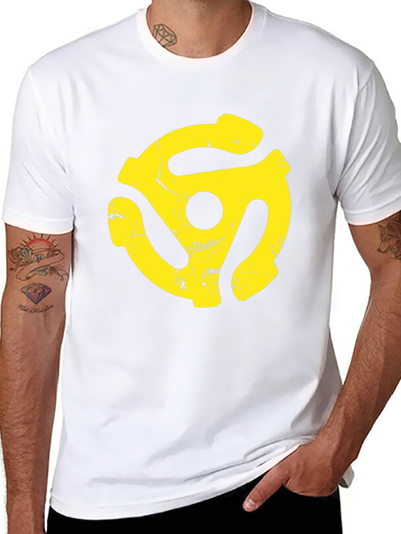 Retro Yellow Record Adapter Graphic Tee