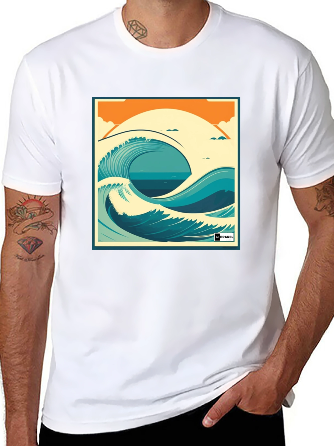 Wave Graphic T-Shirt - Black