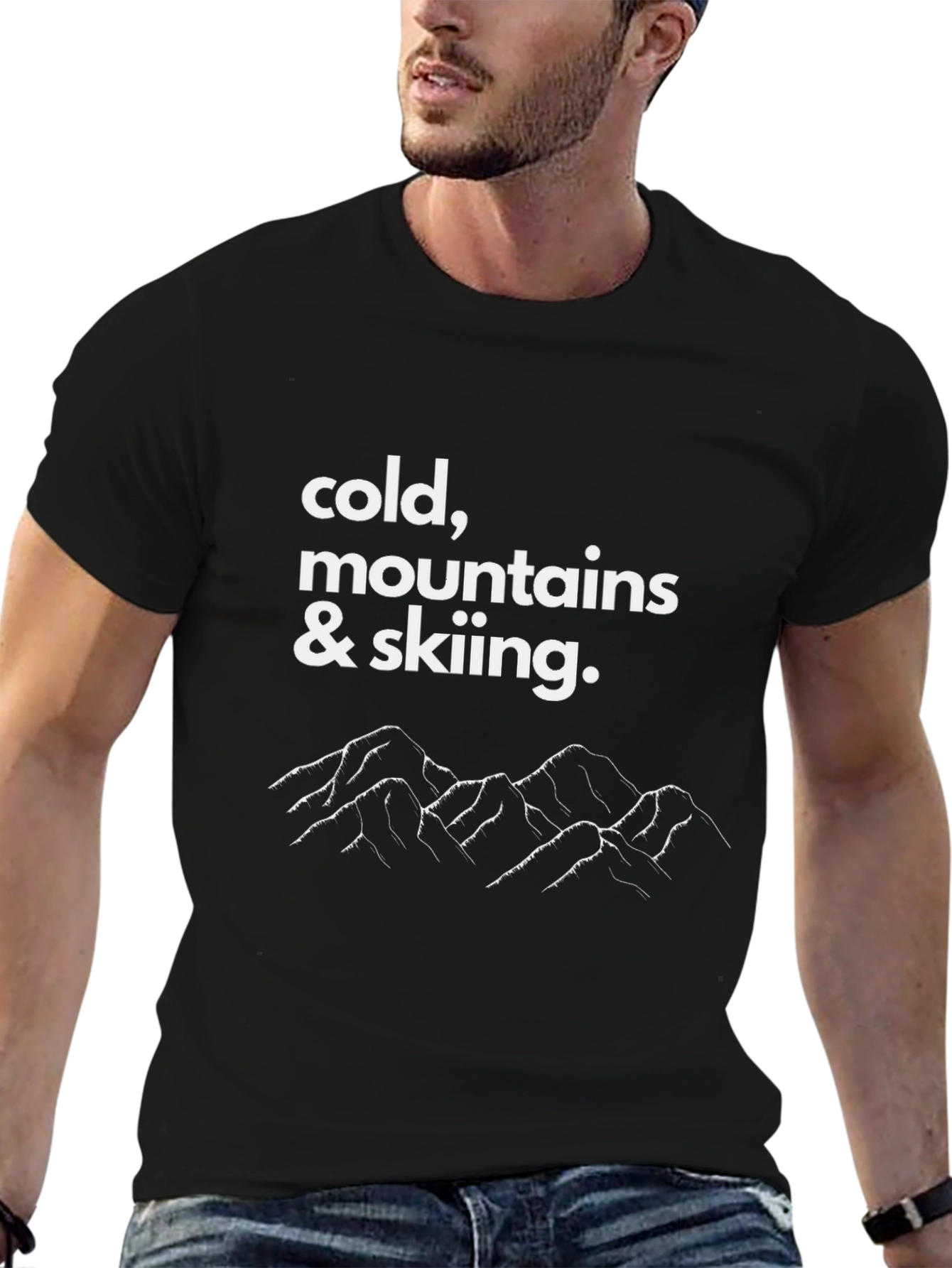 Cold Mountains Skiing T-Shirt - Black Cotton Tee