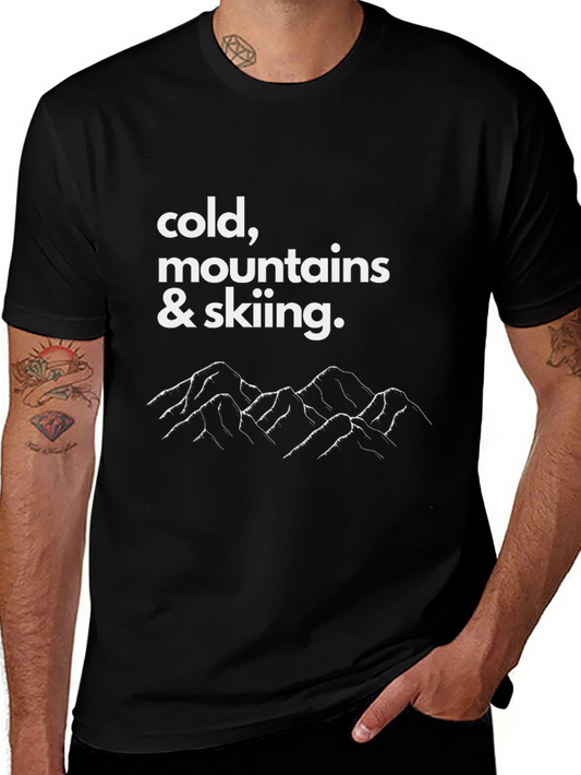Cold Mountains Skiing T-Shirt - Black Cotton Tee