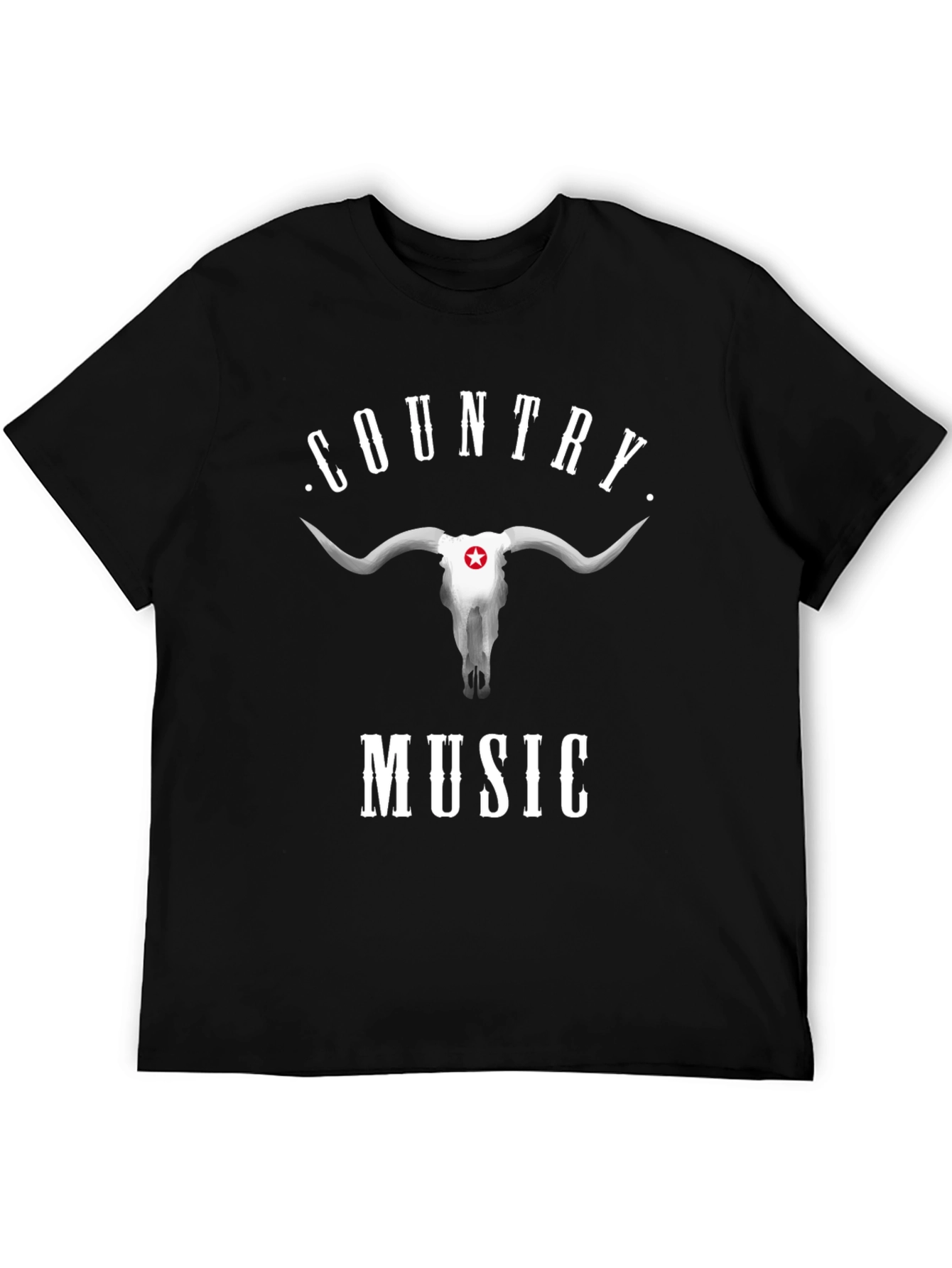 Country Music Graphic Tee - Bull Skull Design