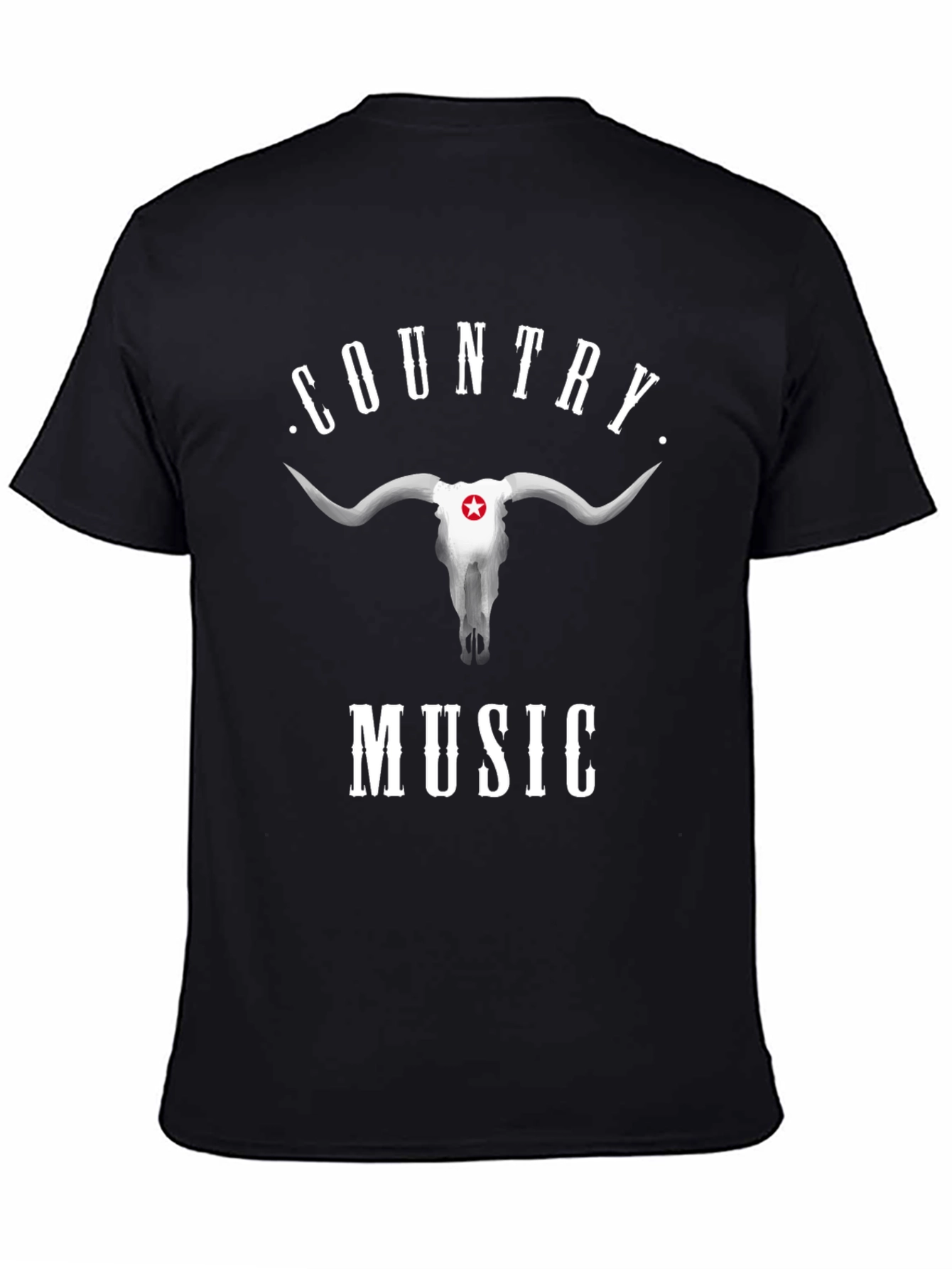 Country Music Graphic Tee - Bull Skull Design