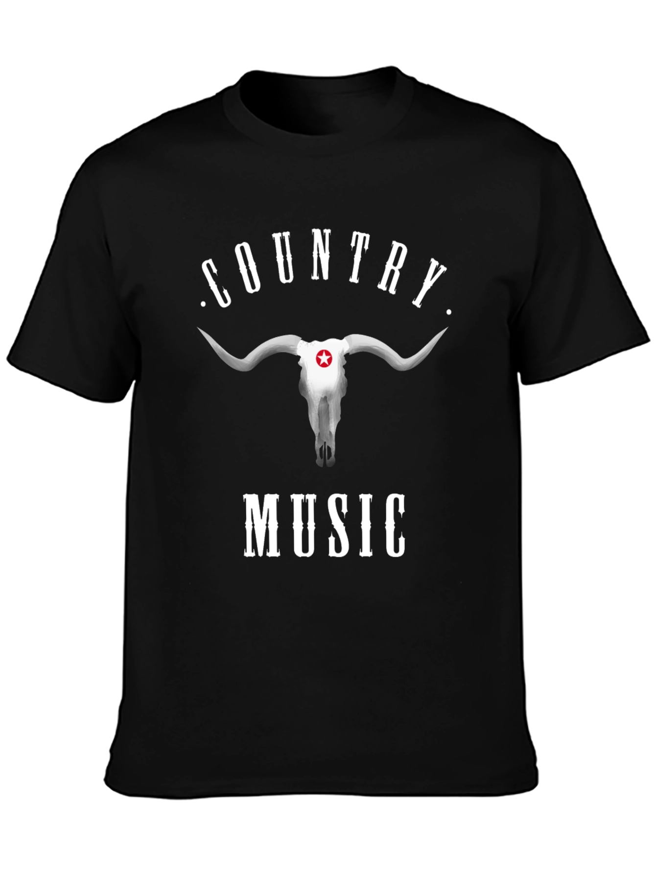 Country Music Graphic Tee - Bull Skull Design