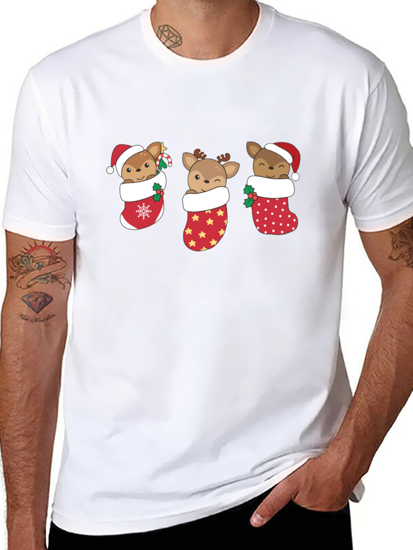 Christmas Reindeer Stocking T-Shirt