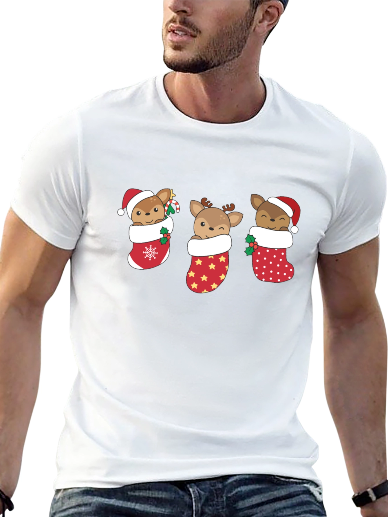 Christmas Reindeer Stocking T-Shirt
