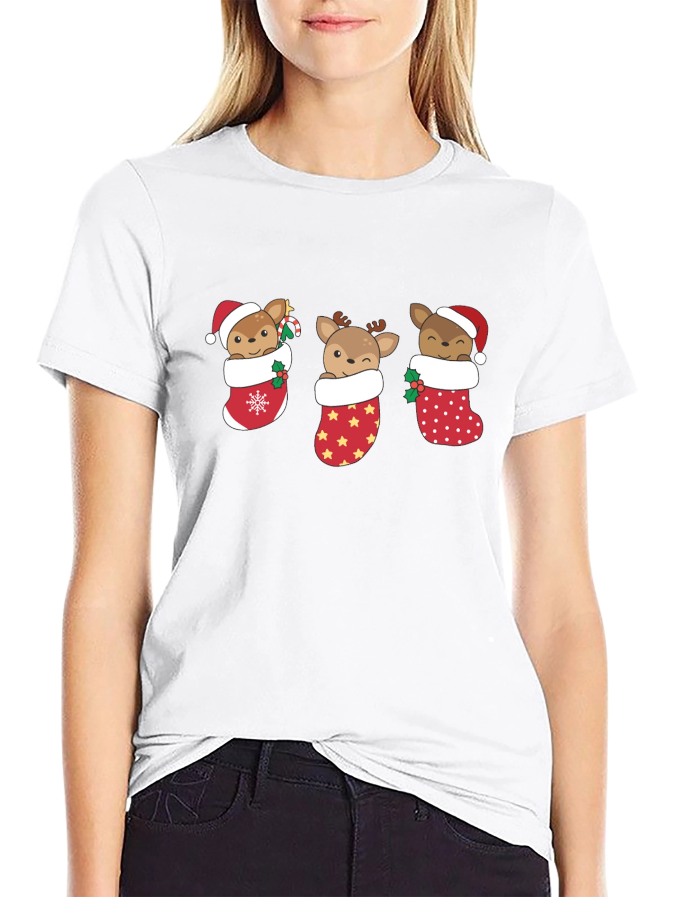Christmas Reindeer Stocking T-Shirt