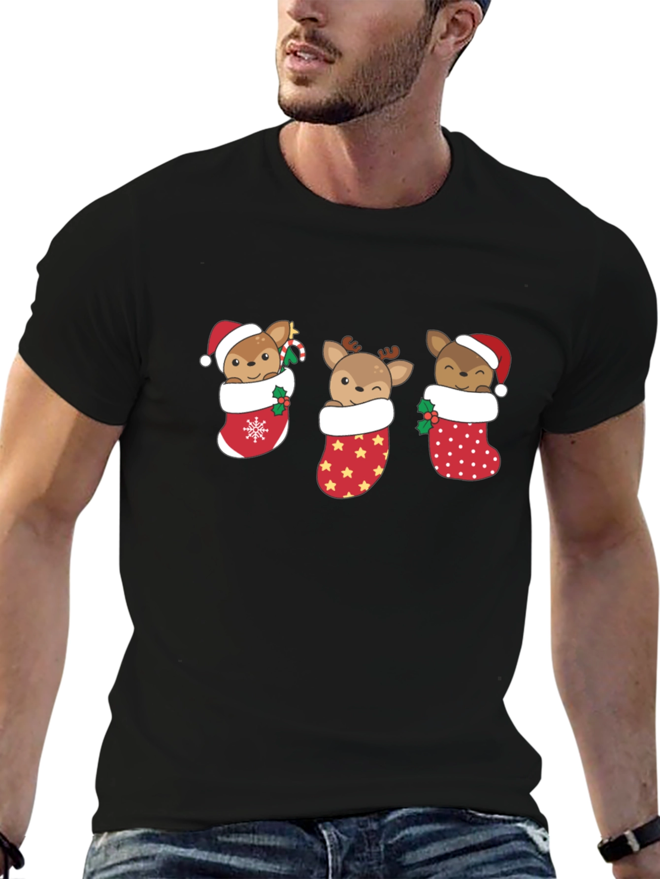 Christmas Reindeer Stocking T-Shirt