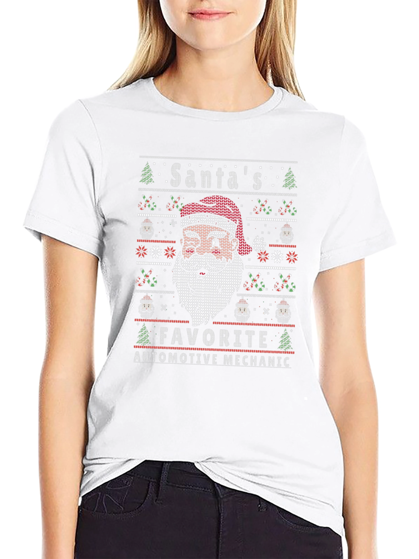 Santas Favorite Automotive Mechanic Ugly Christmas Sweater T-Shirt