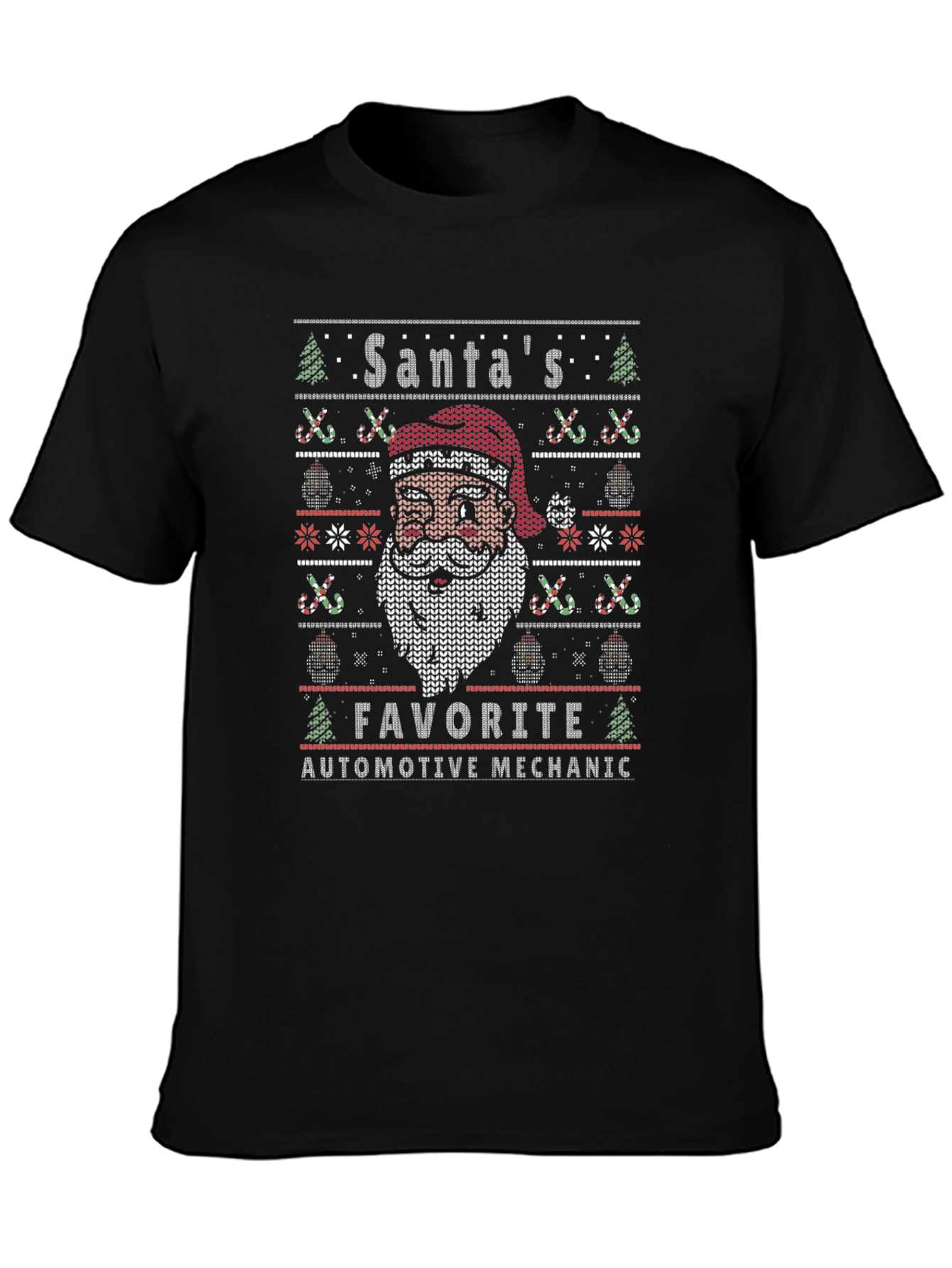 Santas Favorite Automotive Mechanic Ugly Christmas Sweater T-Shirt