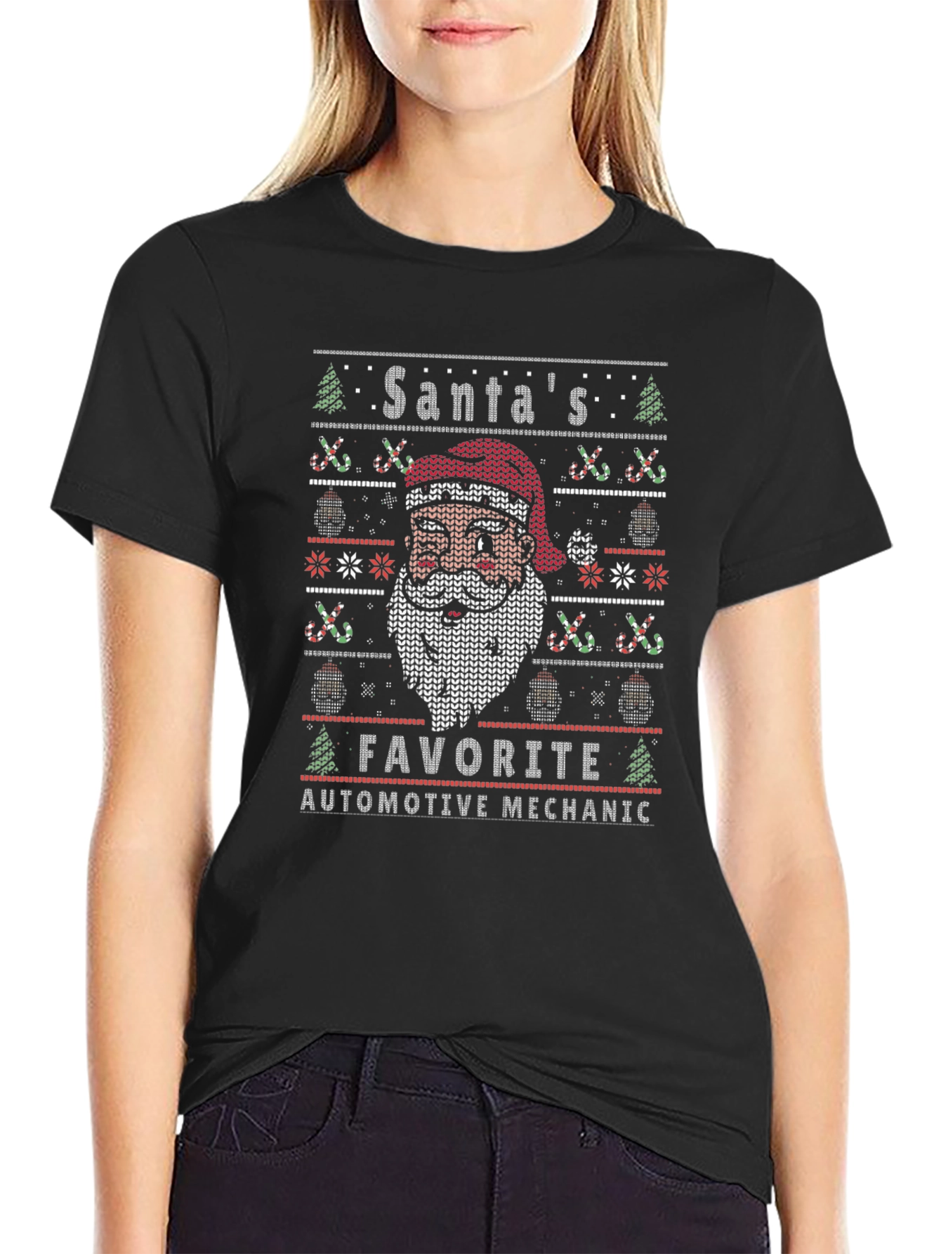 Santas Favorite Automotive Mechanic Ugly Christmas Sweater T-Shirt
