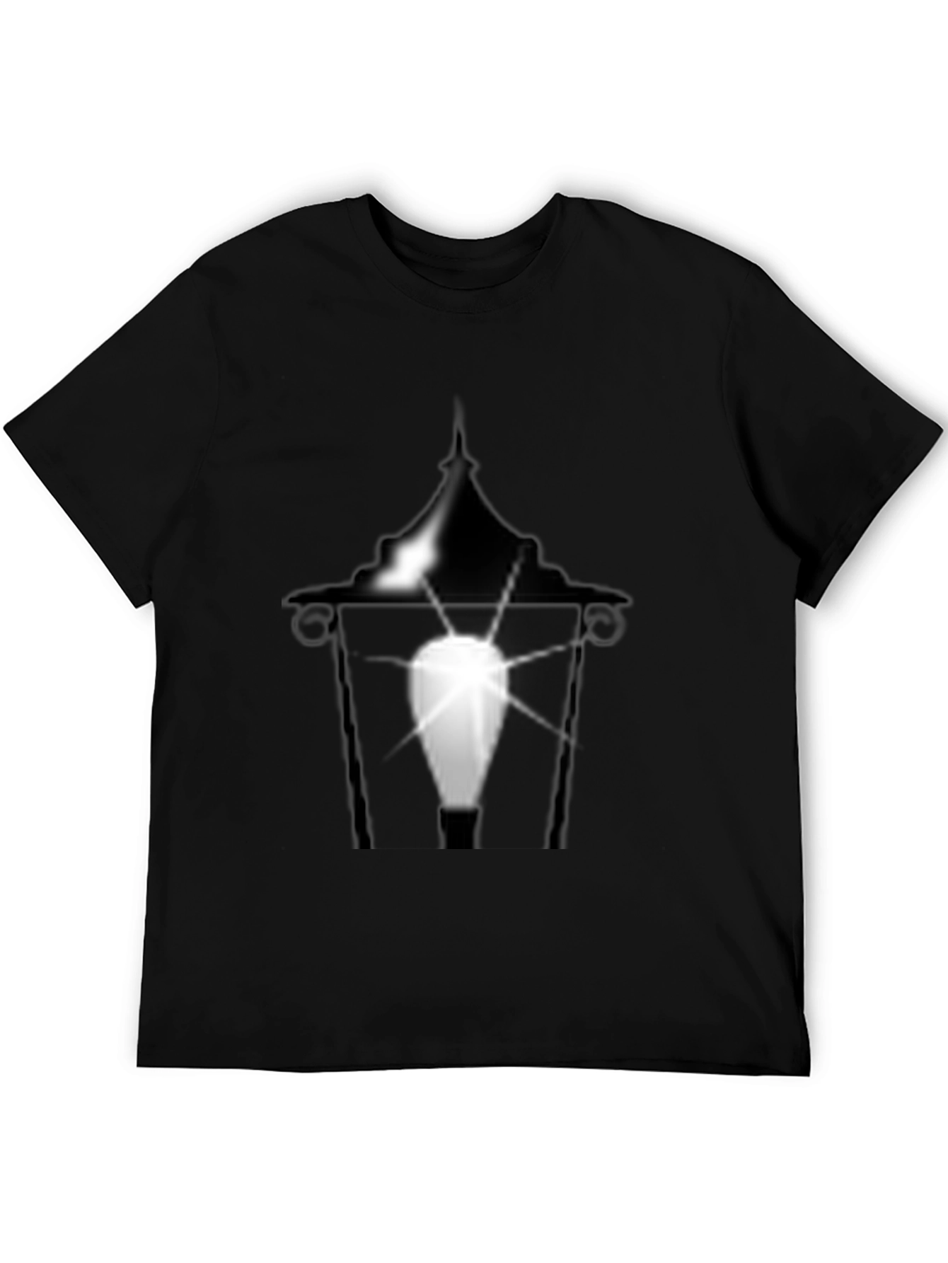 Eerie Lantern Graphic Tee - Black Cotton T-Shirt