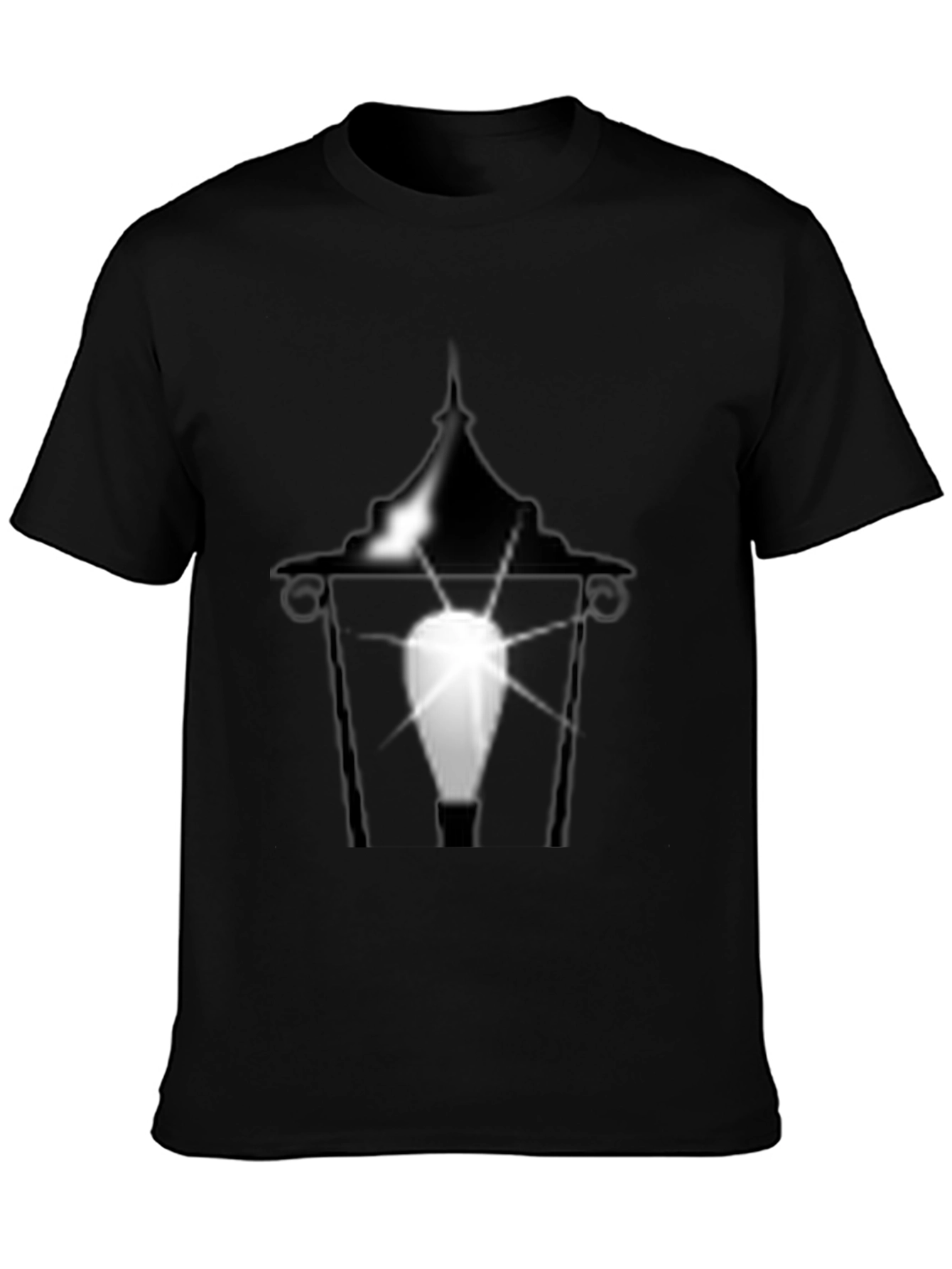 Eerie Lantern Graphic Tee - Black Cotton T-Shirt