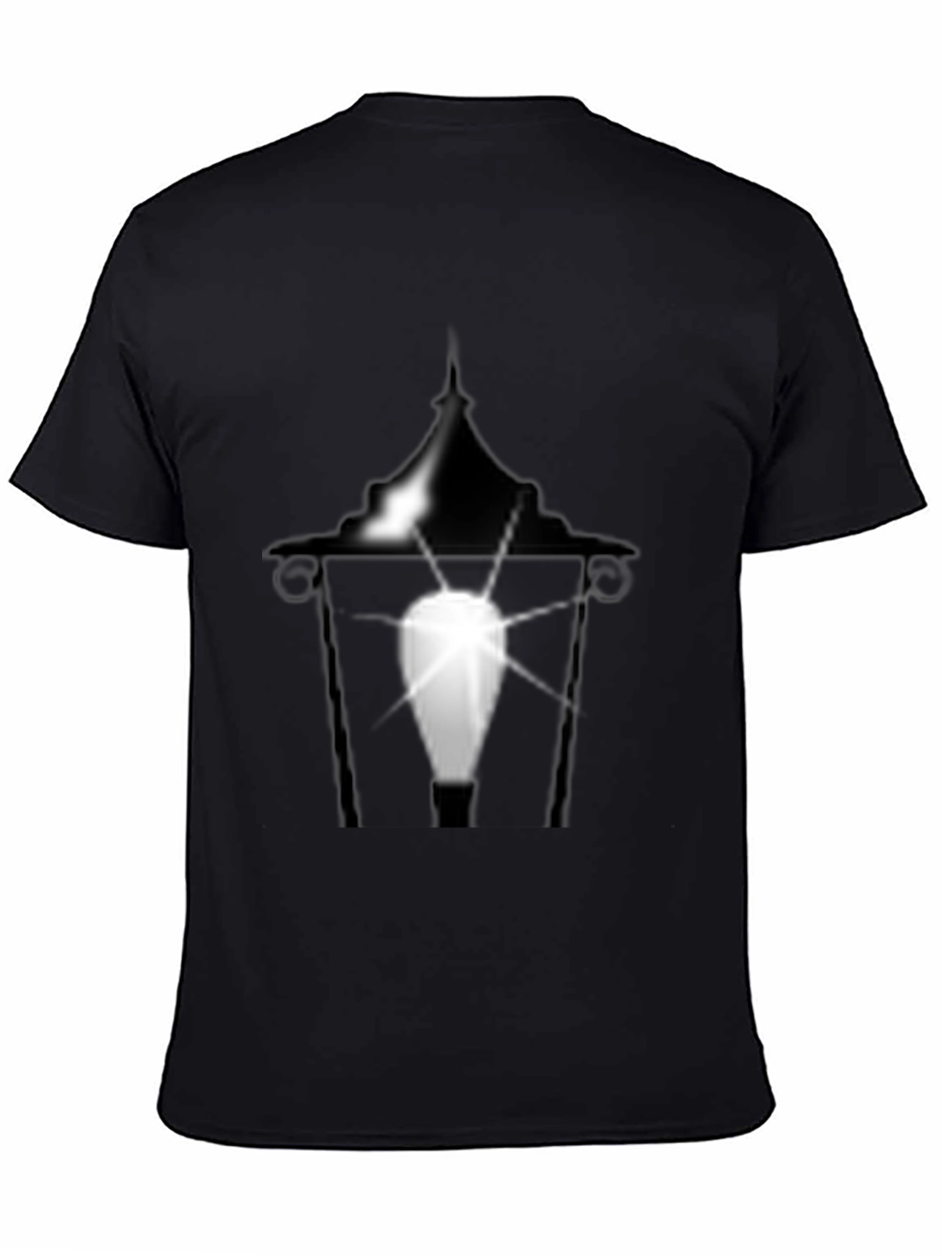 Eerie Lantern Graphic Tee - Black Cotton T-Shirt
