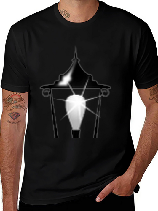 Eerie Lantern Graphic Tee - Black Cotton T-Shirt
