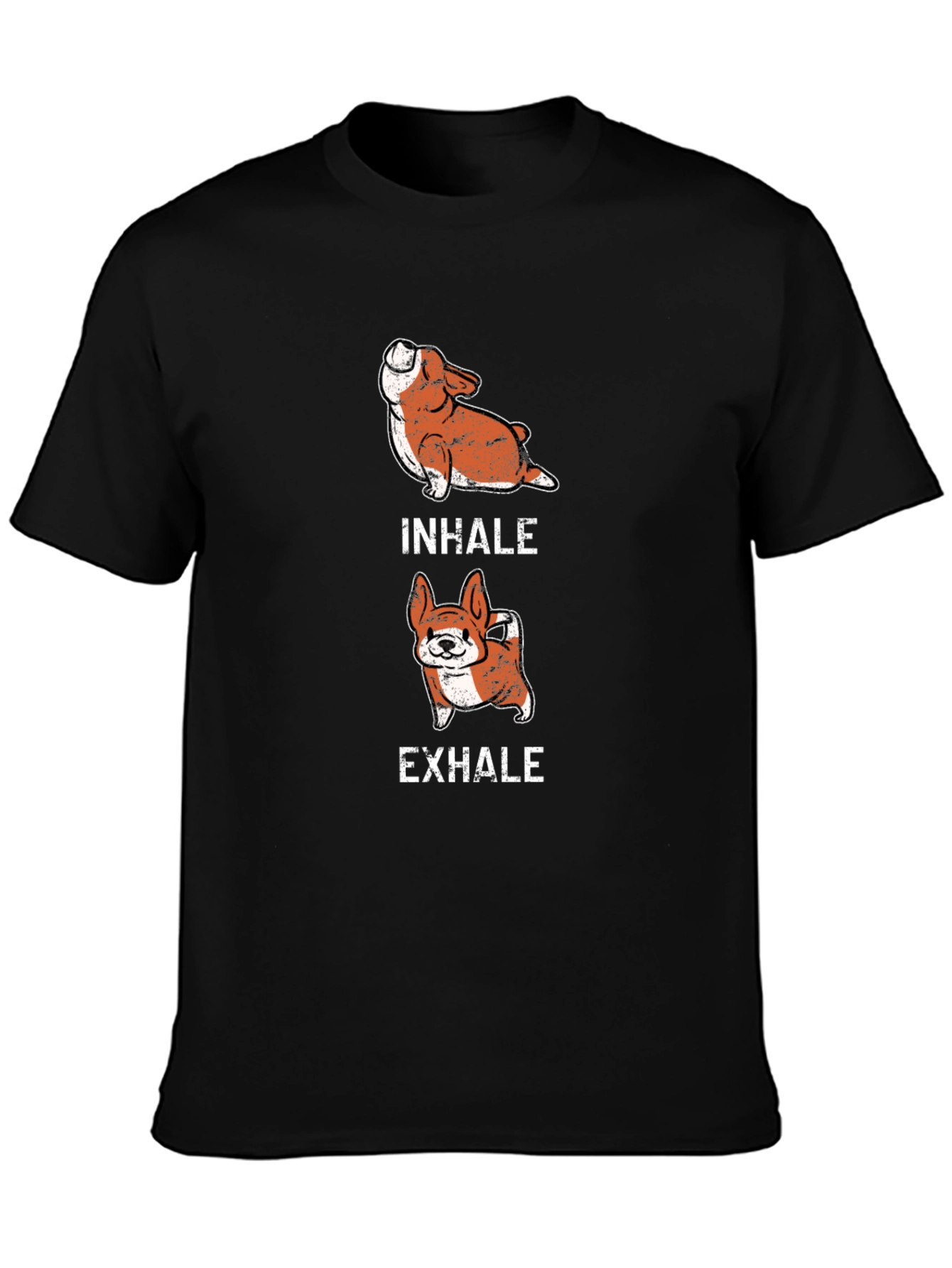 Inhale Exhale Corgi Yoga Black T-Shirt