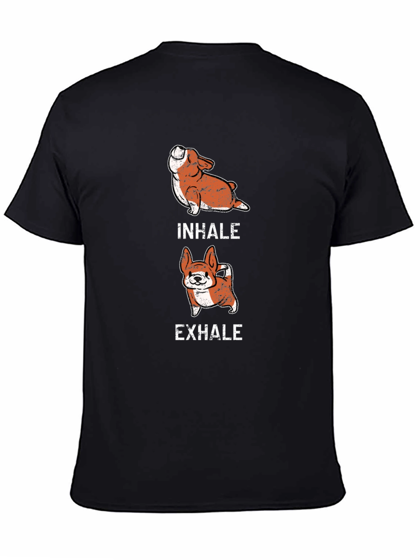 Inhale Exhale Corgi Yoga Black T-Shirt