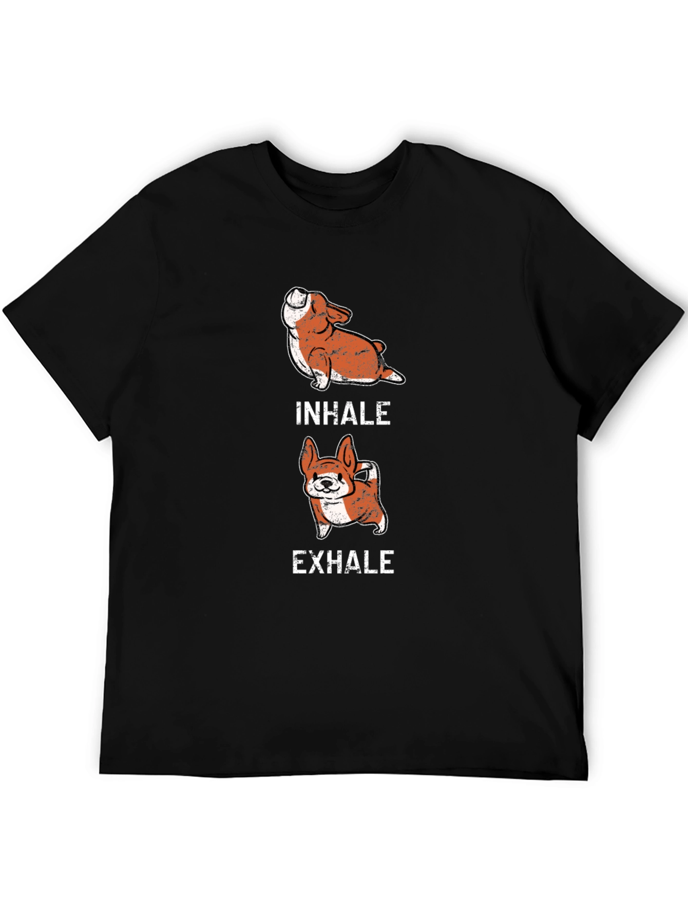 Inhale Exhale Corgi Yoga Black T-Shirt