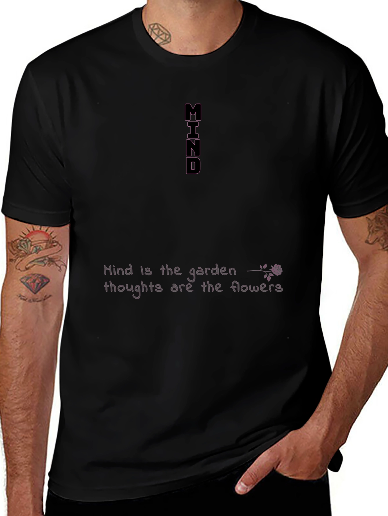 Mind Garden Graphic Tee - Black Casual T-Shirt