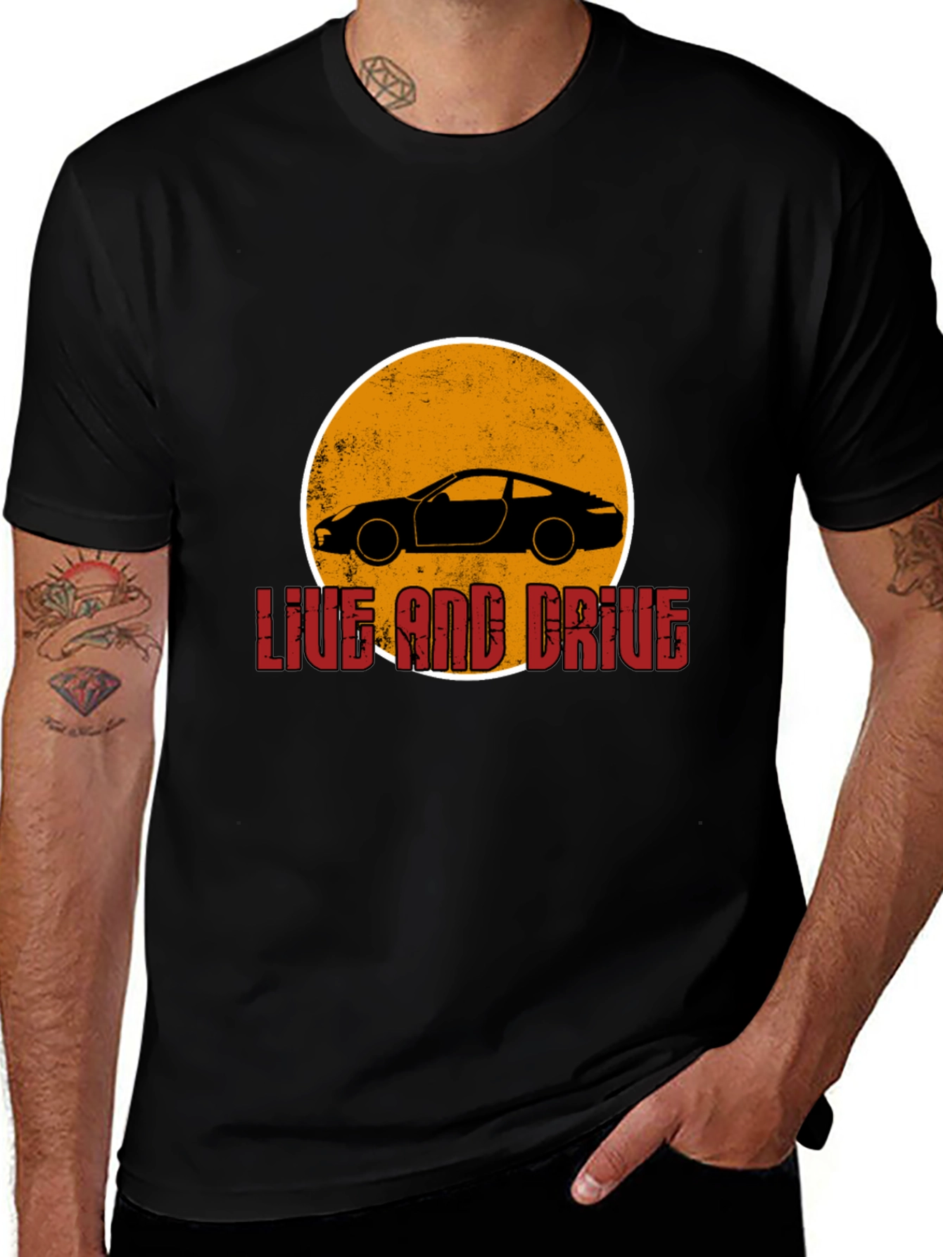 Live and Drive Car Graphic T-Shirt