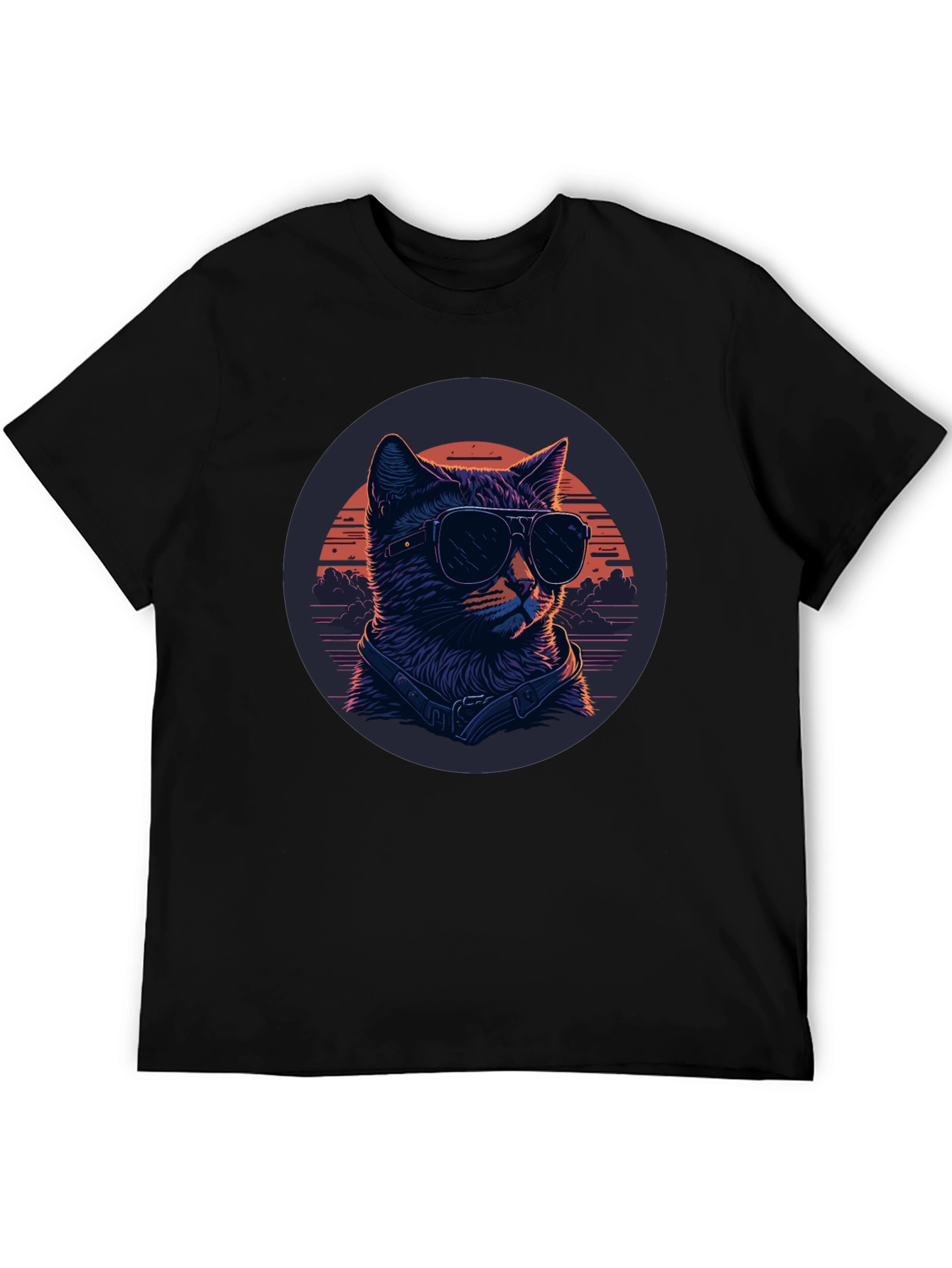 Cool Cat Sunglasses Graphic Tee - Black