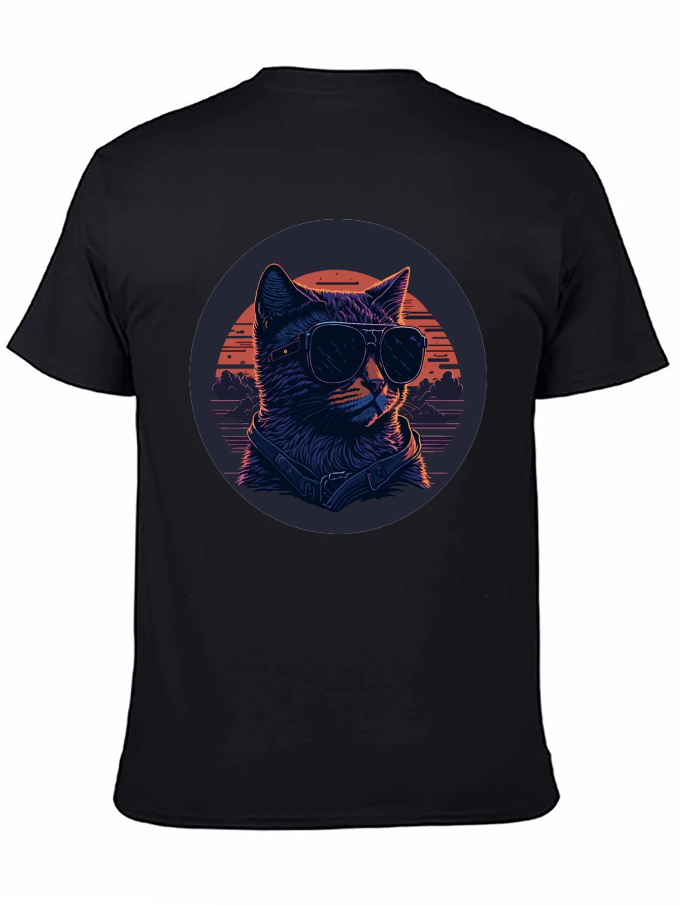 Cool Cat Sunglasses Graphic Tee - Black