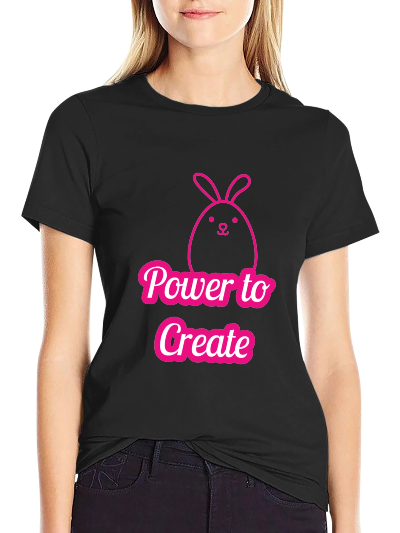 Power to Create Bunny Black T-Shirt