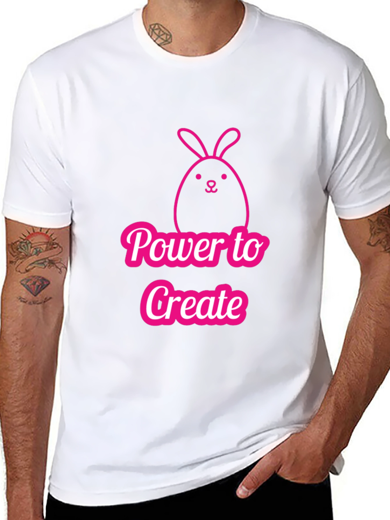 Power to Create Bunny Black T-Shirt