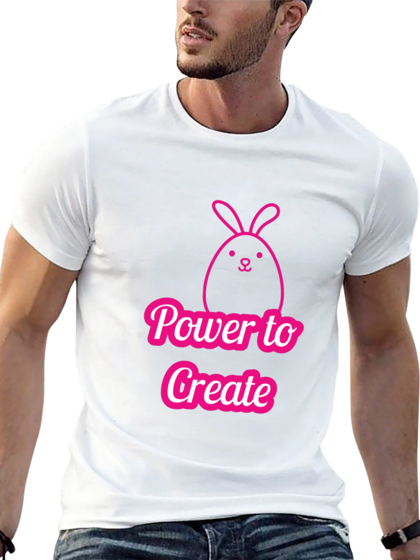 Power to Create Bunny Black T-Shirt