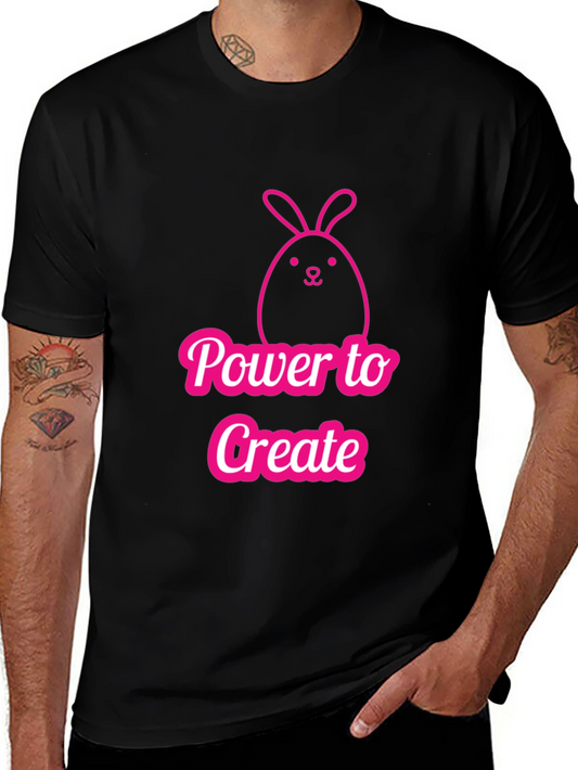 Power to Create Bunny Black T-Shirt