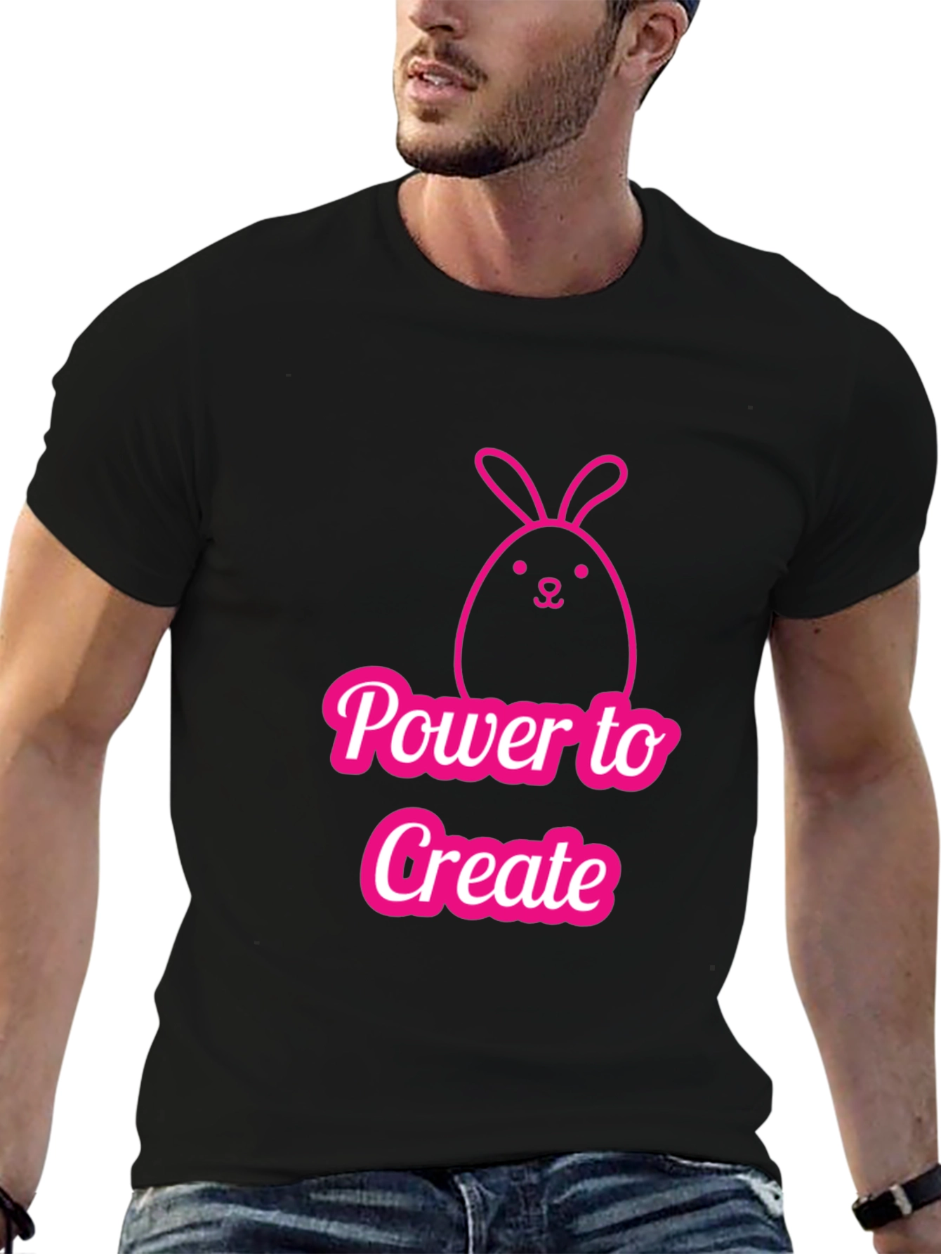 Power to Create Bunny Black T-Shirt