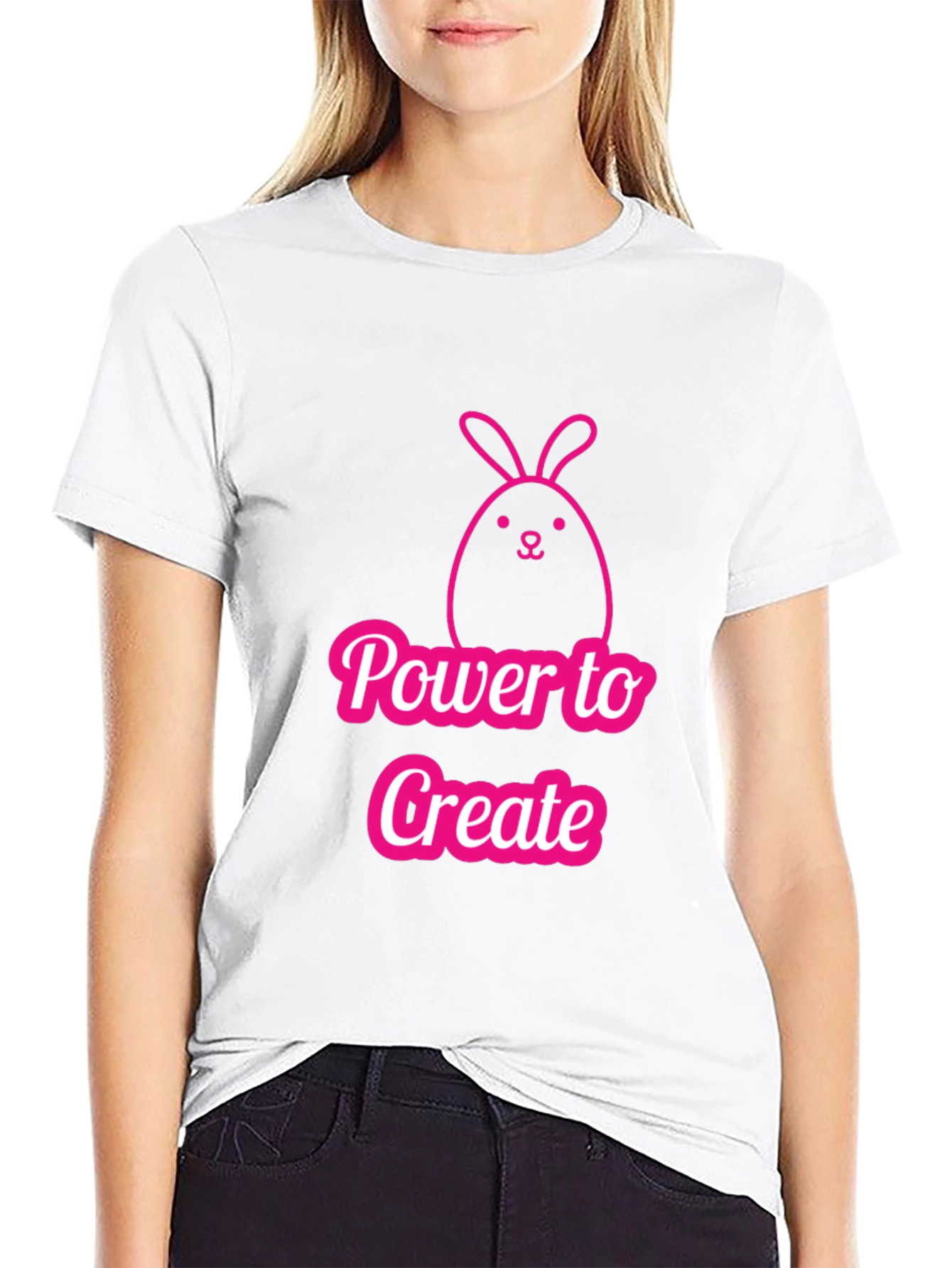 Power to Create Bunny Black T-Shirt