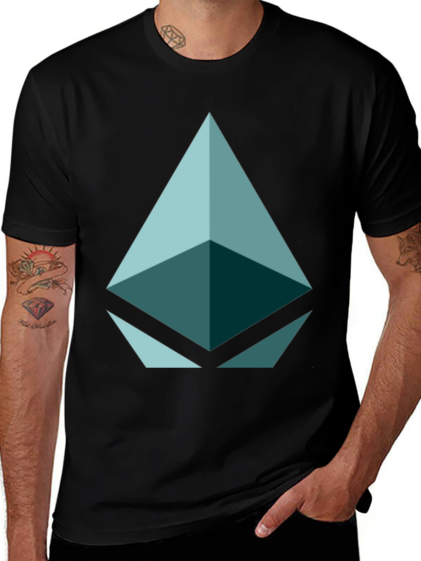 Geometric Triangle Graphic Tee - Black Casual Shirt