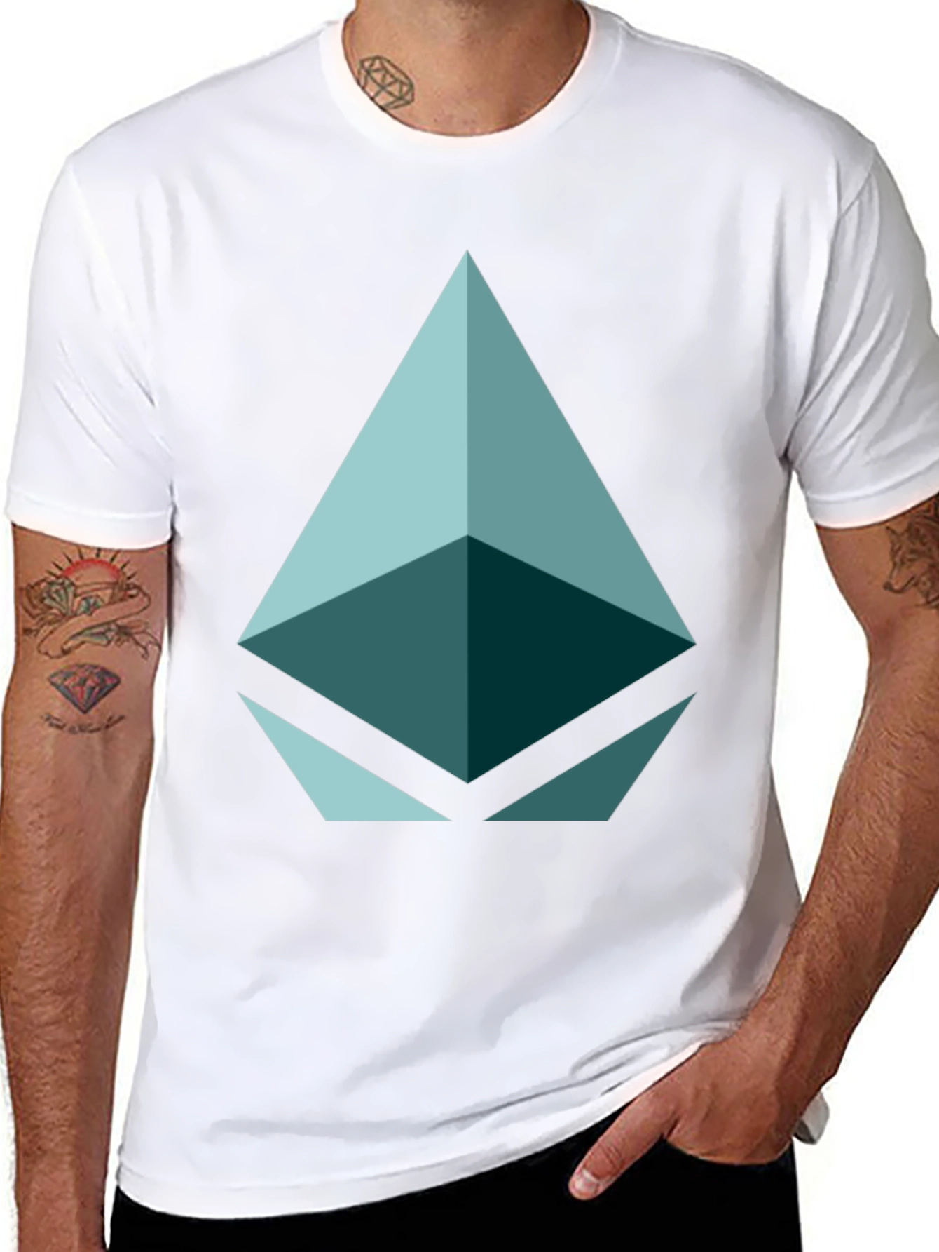 Geometric Triangle Graphic Tee - Black Casual Shirt