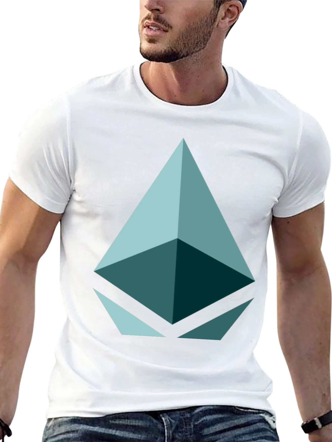 Geometric Triangle Graphic Tee - Black Casual Shirt