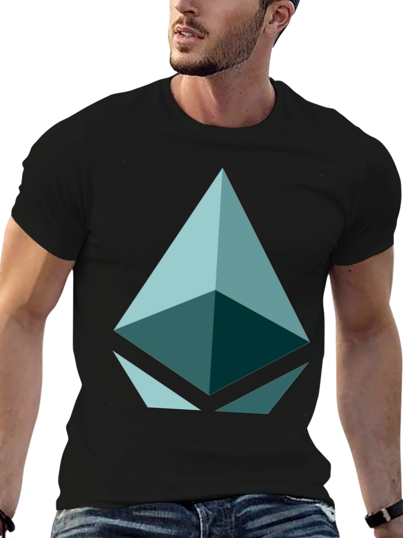Geometric Triangle Graphic Tee - Black Casual Shirt