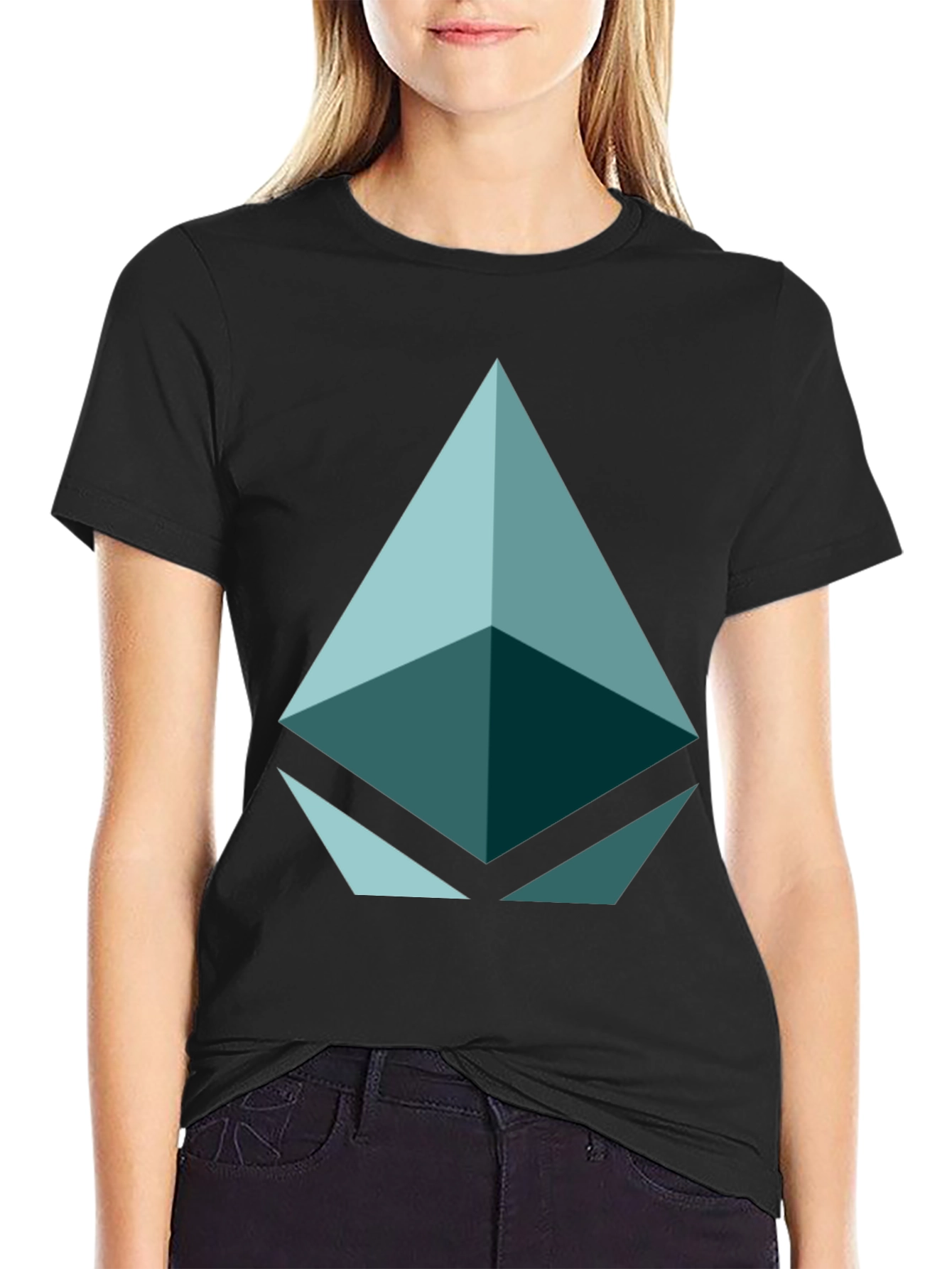 Geometric Triangle Graphic Tee - Black Casual Shirt