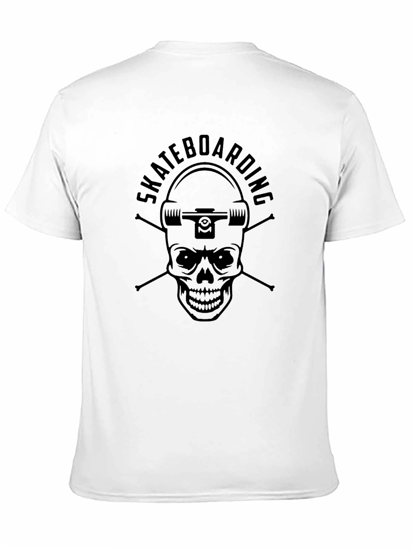 Skateboarding Skull Graphic Tee - Cool Black T-Shirt