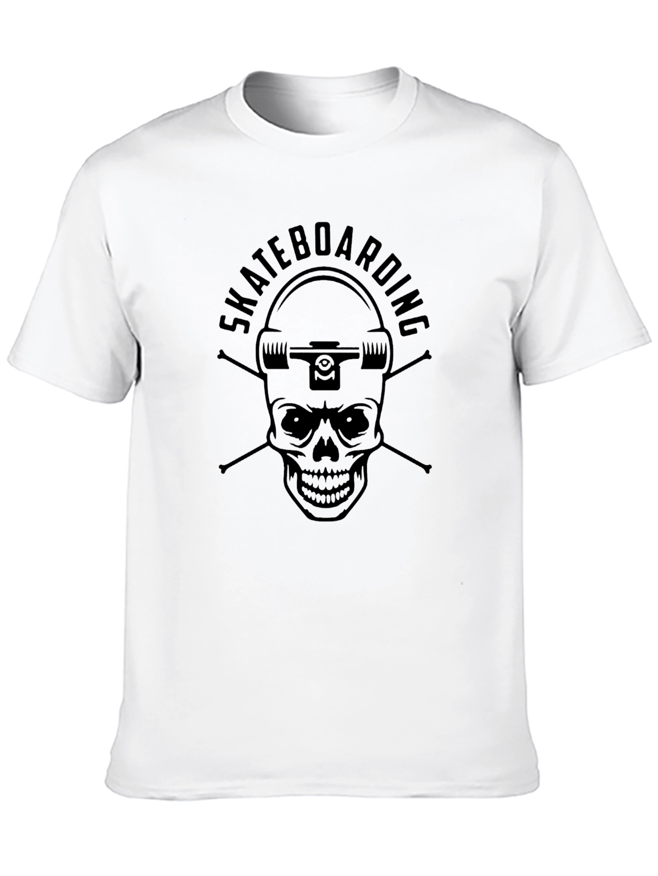 Skateboarding Skull Graphic Tee - Cool Black T-Shirt