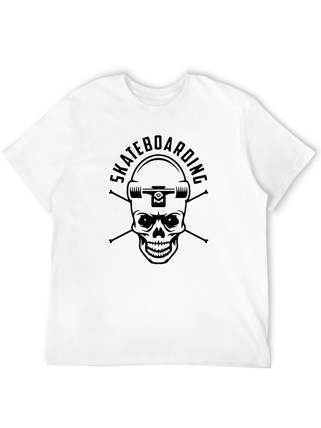 Skateboarding Skull Graphic Tee - Cool Black T-Shirt