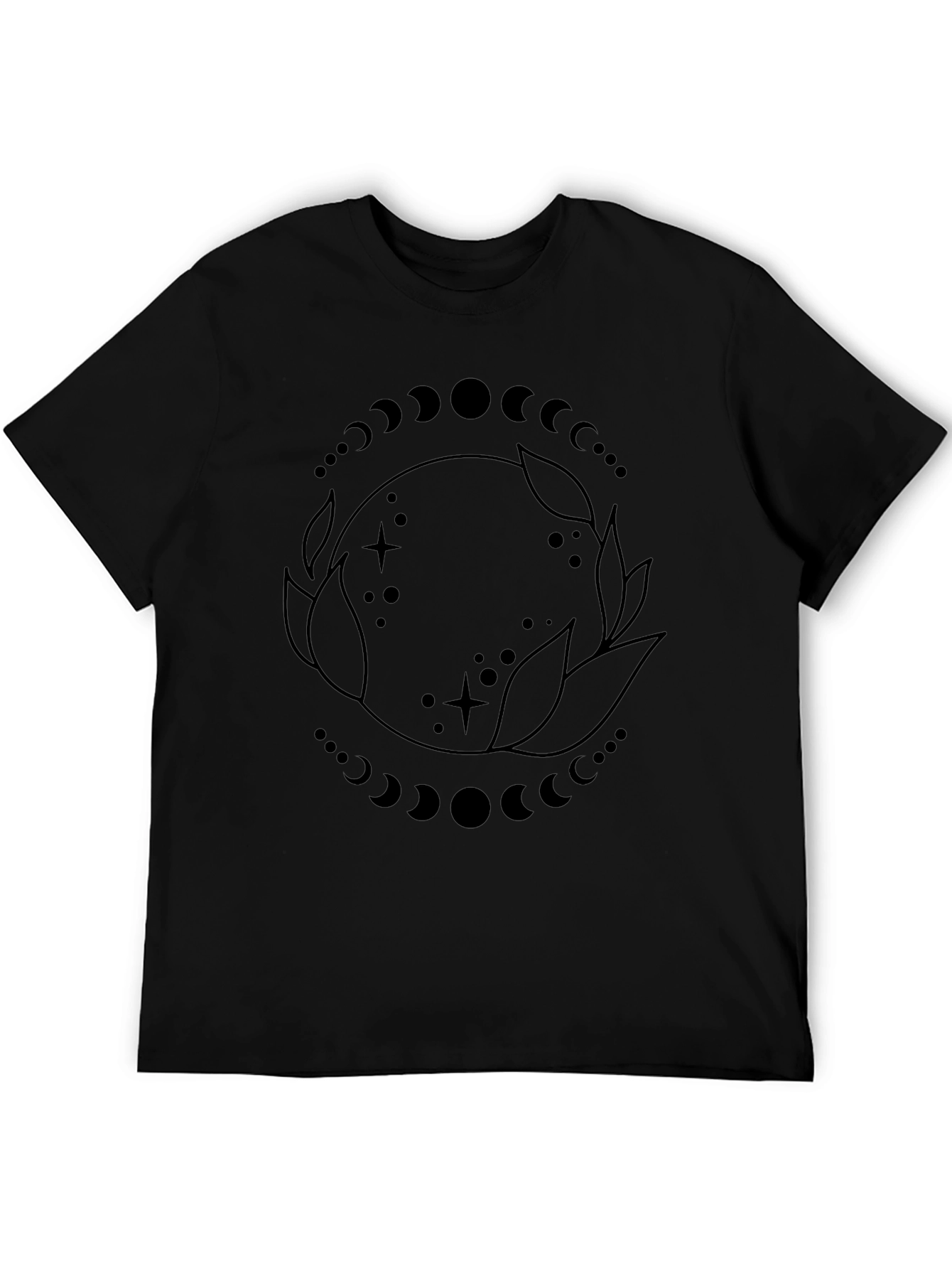 Lunar Phases Graphic Tee - Black Cotton Blend T-Shirt