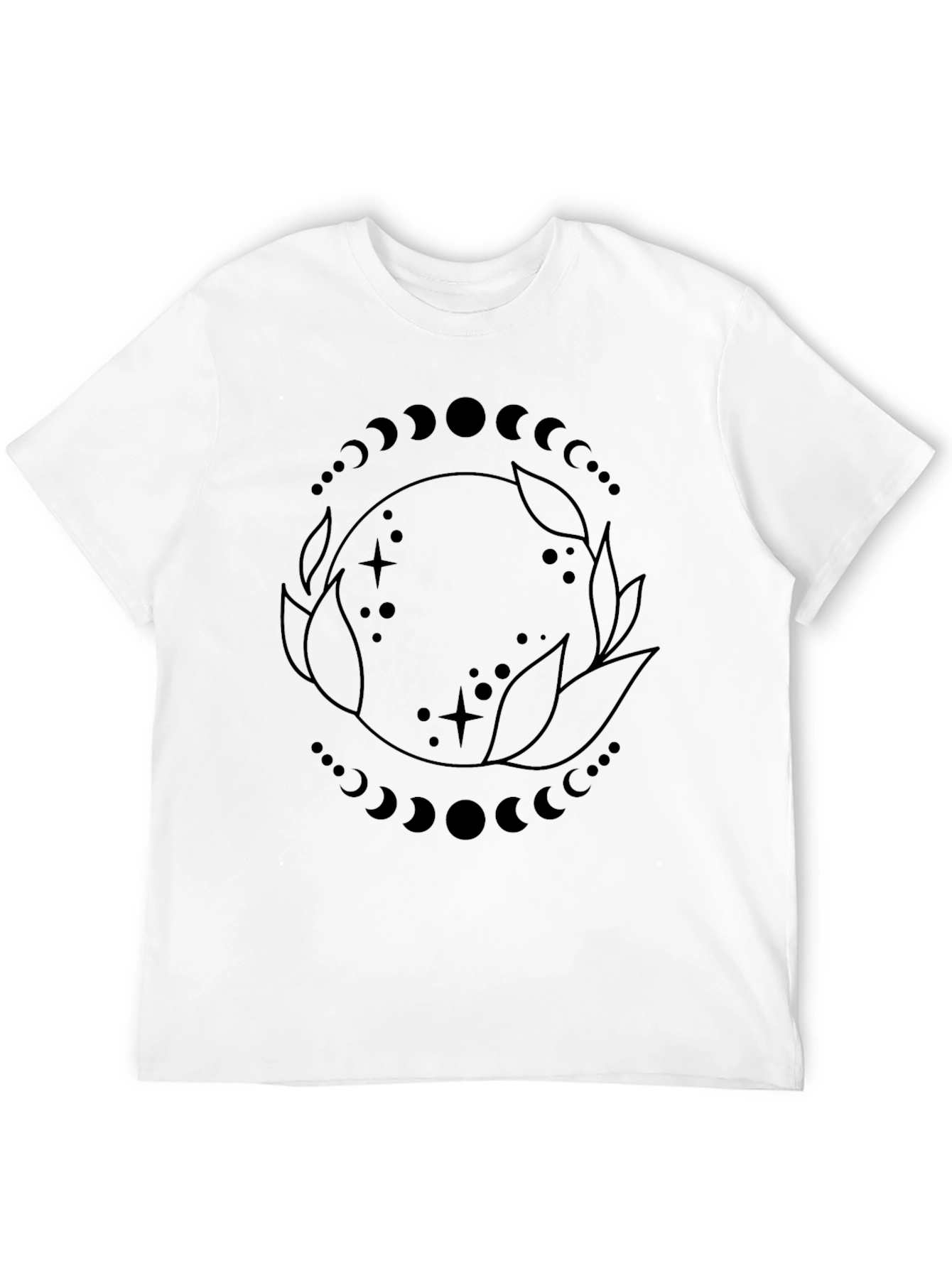 Lunar Phases Graphic Tee - Black Cotton Blend T-Shirt