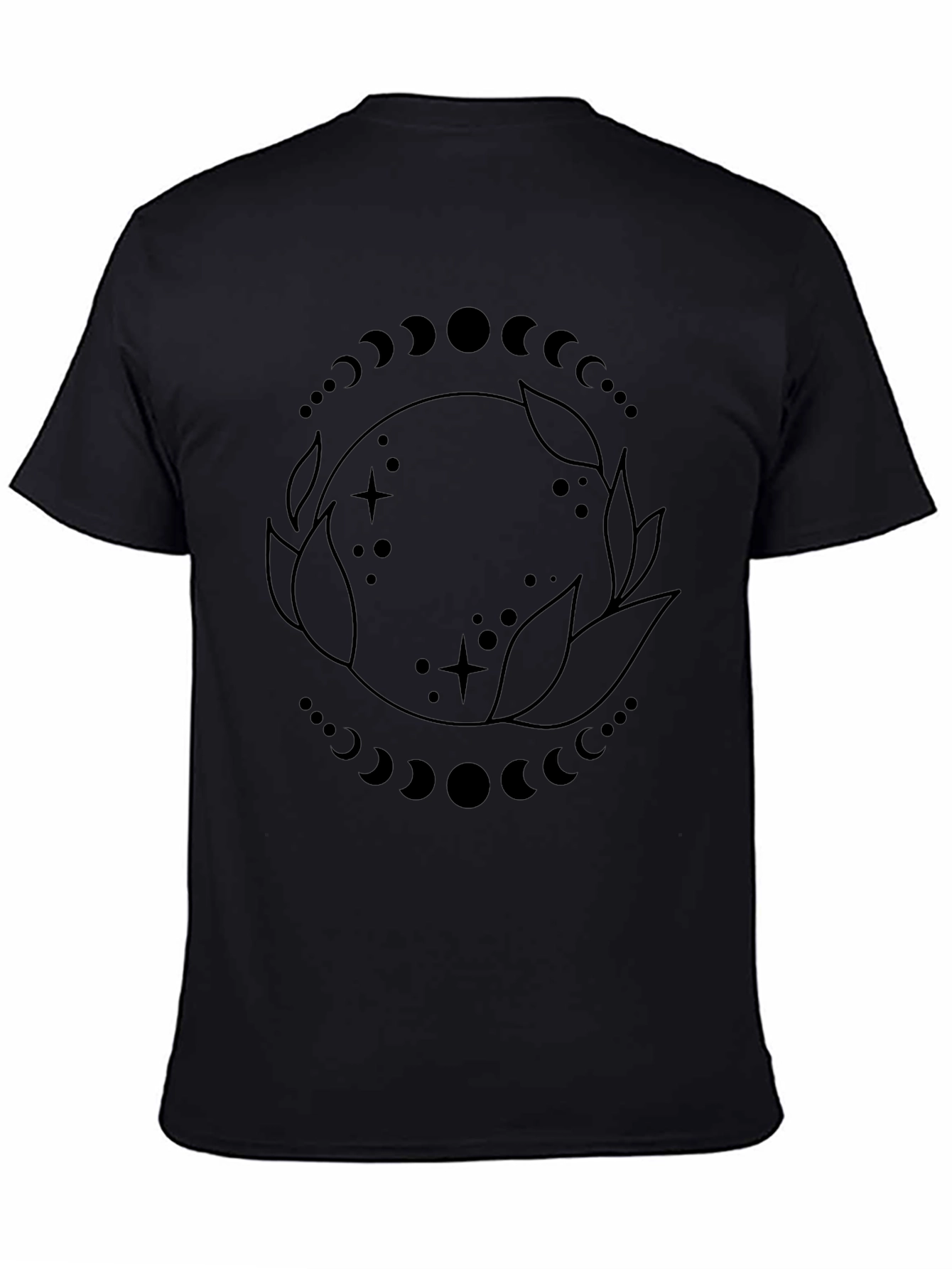 Lunar Phases Graphic Tee - Black Cotton Blend T-Shirt