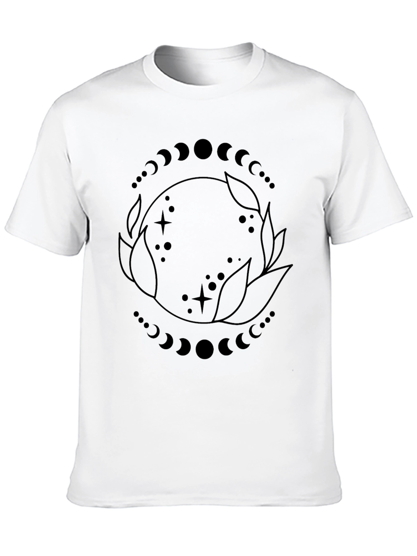 Lunar Phases Graphic Tee - Black Cotton Blend T-Shirt