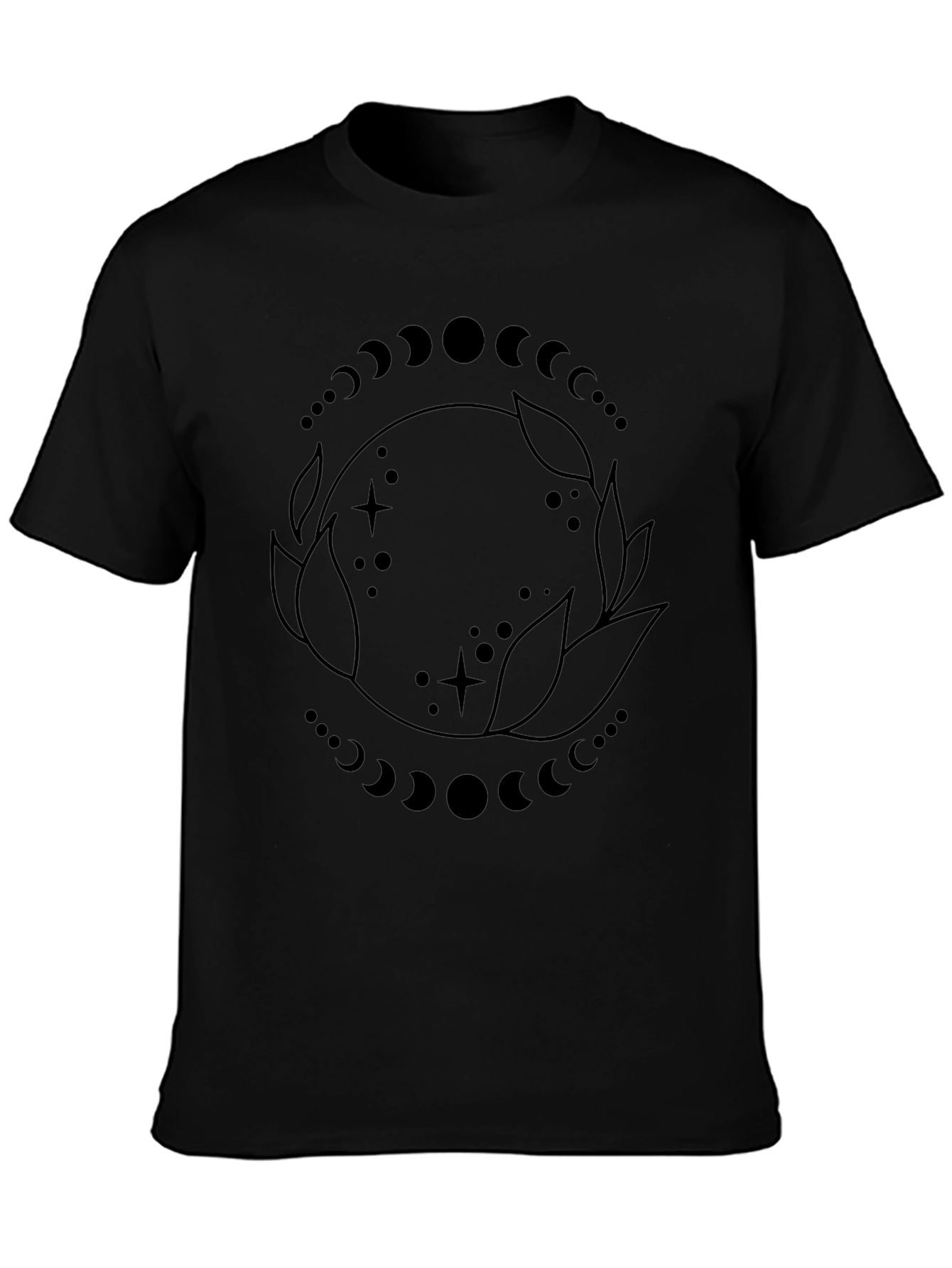 Lunar Phases Graphic Tee - Black Cotton Blend T-Shirt